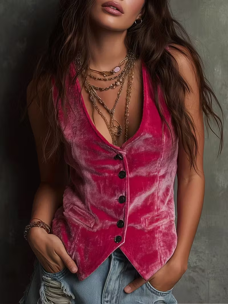 Fireside Velvet Boho Vest
