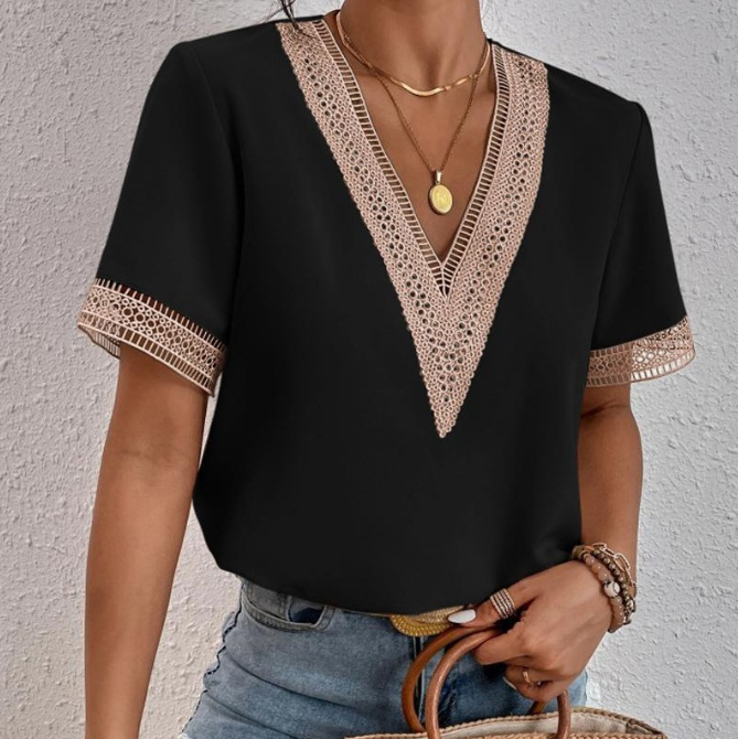 Lacy V- Neck Blouse