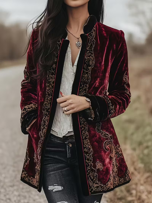 Wine Vintage Velvet Blazer