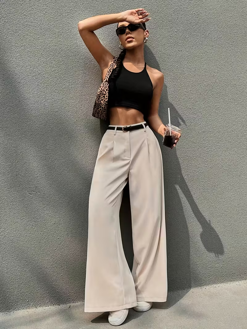 Isla Pleated Wide-Leg Trousers